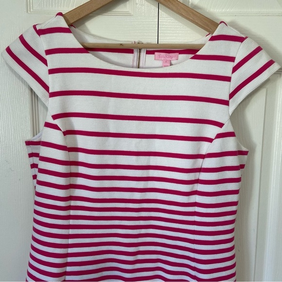 Lilly Pulitzer NWT Pink and White Stripe Zippered Mini Dress Size XL - Picture 3 of 8